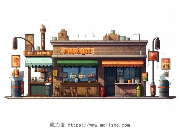 路边酒吧AI插画商店商铺